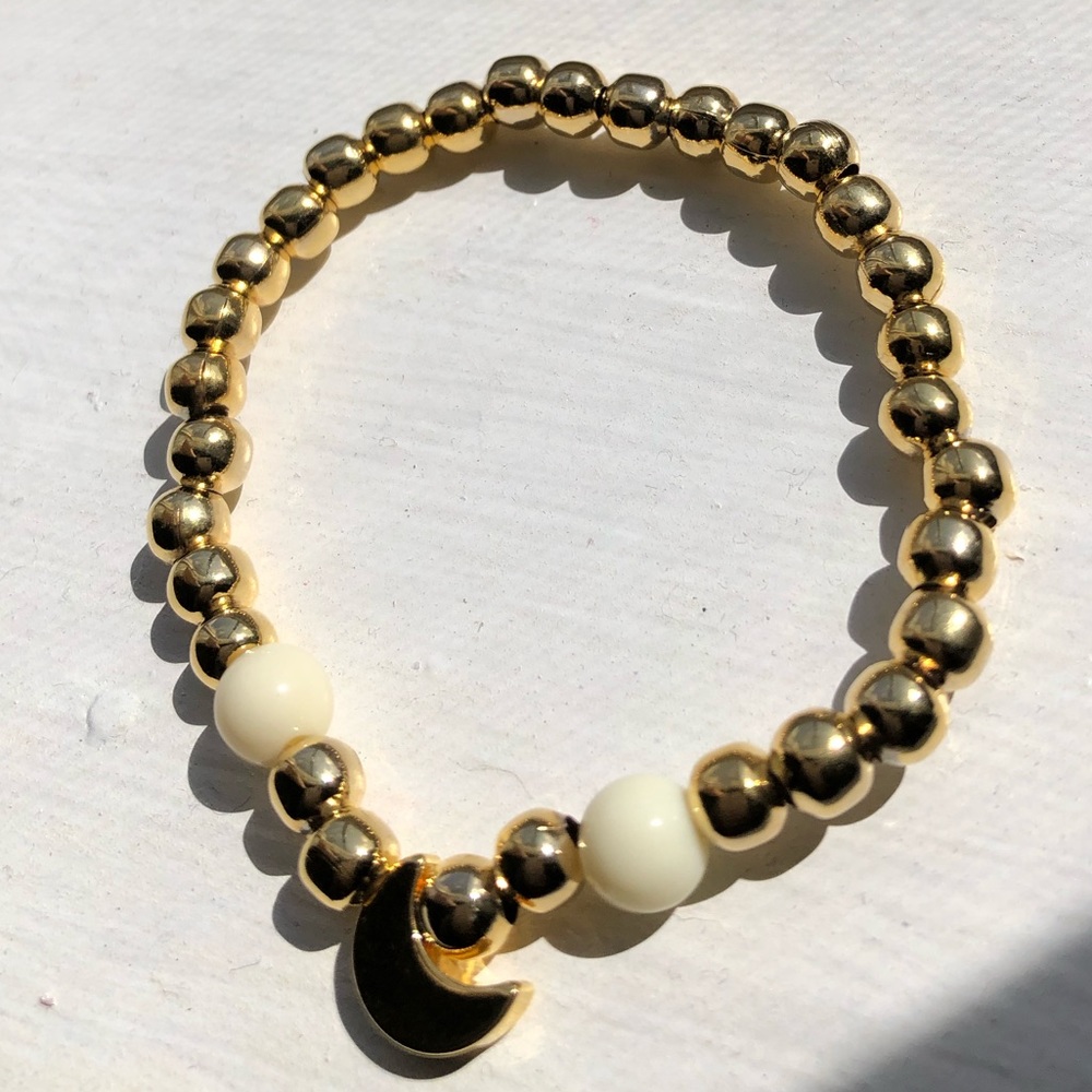 24k Gold “Crema Della Luna” Elastic Bracelet 6MM